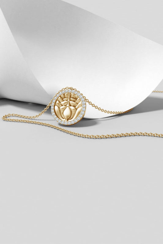 Buy Kamon 14k Diamond Border Pendant Necklace in 14K Yellow Gold Online 14K Yellow Gold Natori