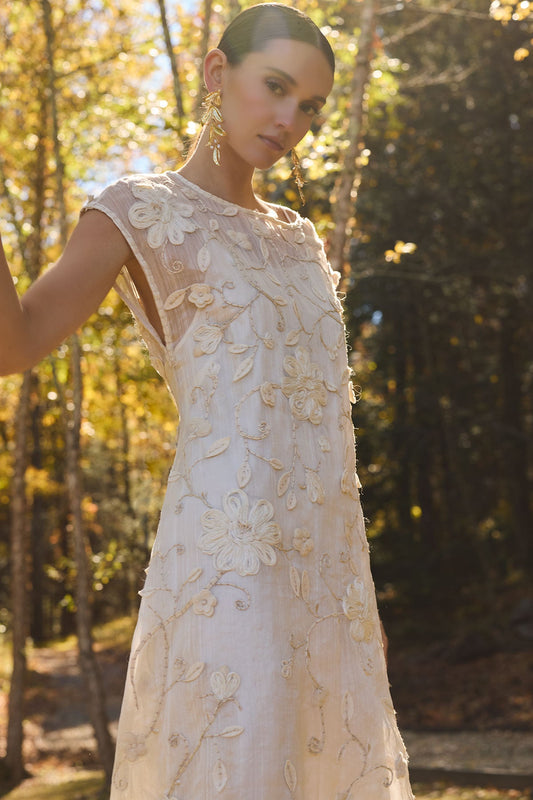 Couture Piña Embellished Dress Natural Natori