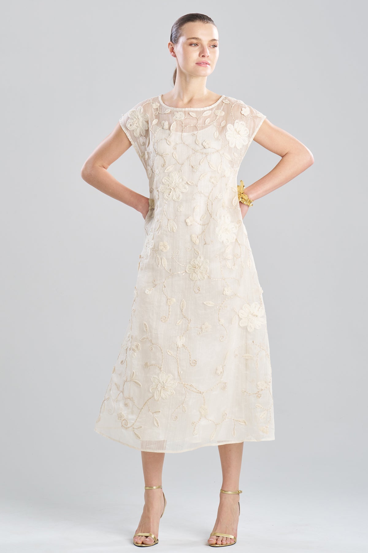 Couture Piña Embellished Dress Natural Natori