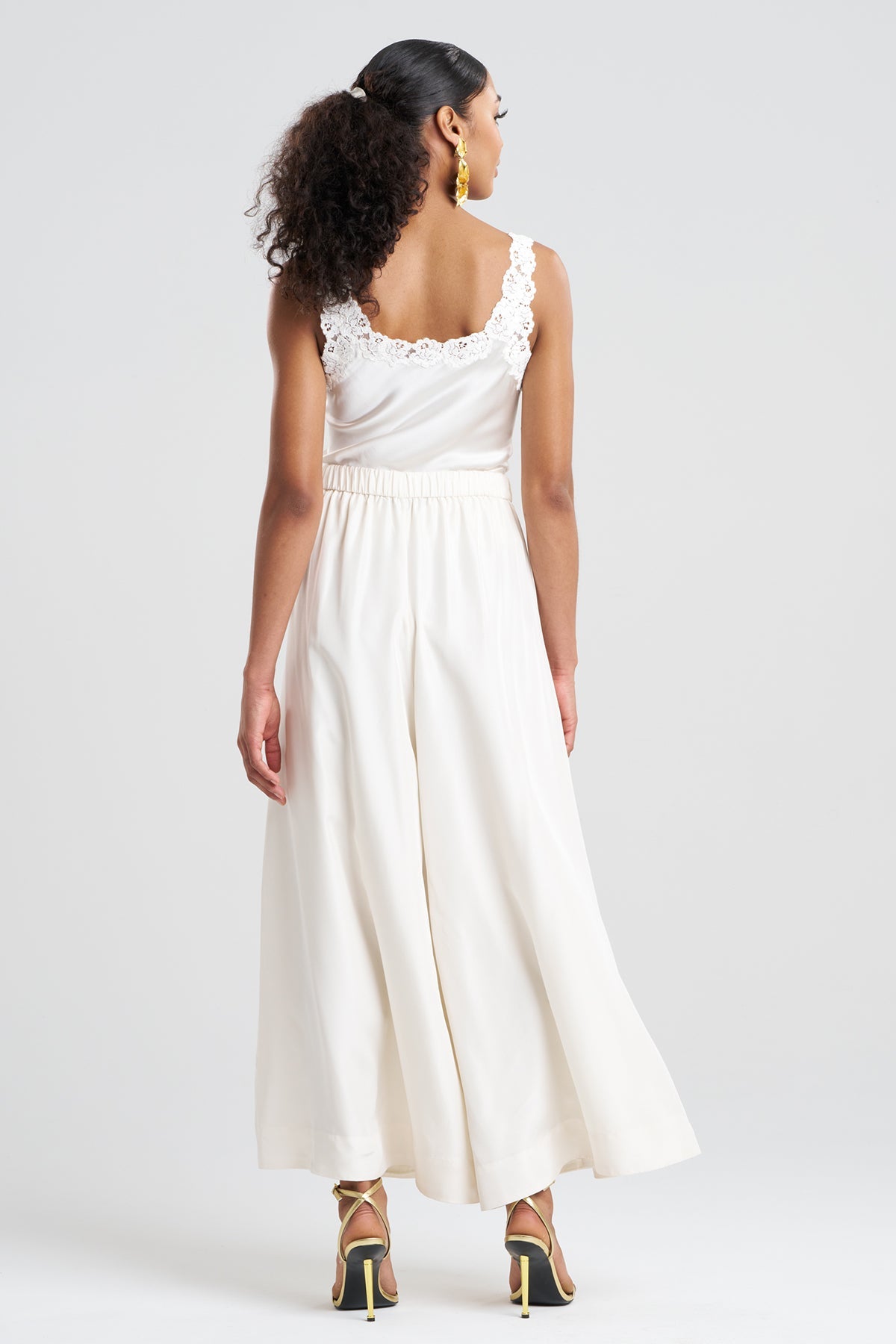 Couture Habotai Palazzo Silk Pants White Natori