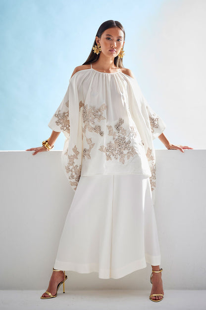 Couture Habotai Palazzo Silk Pants White Natori