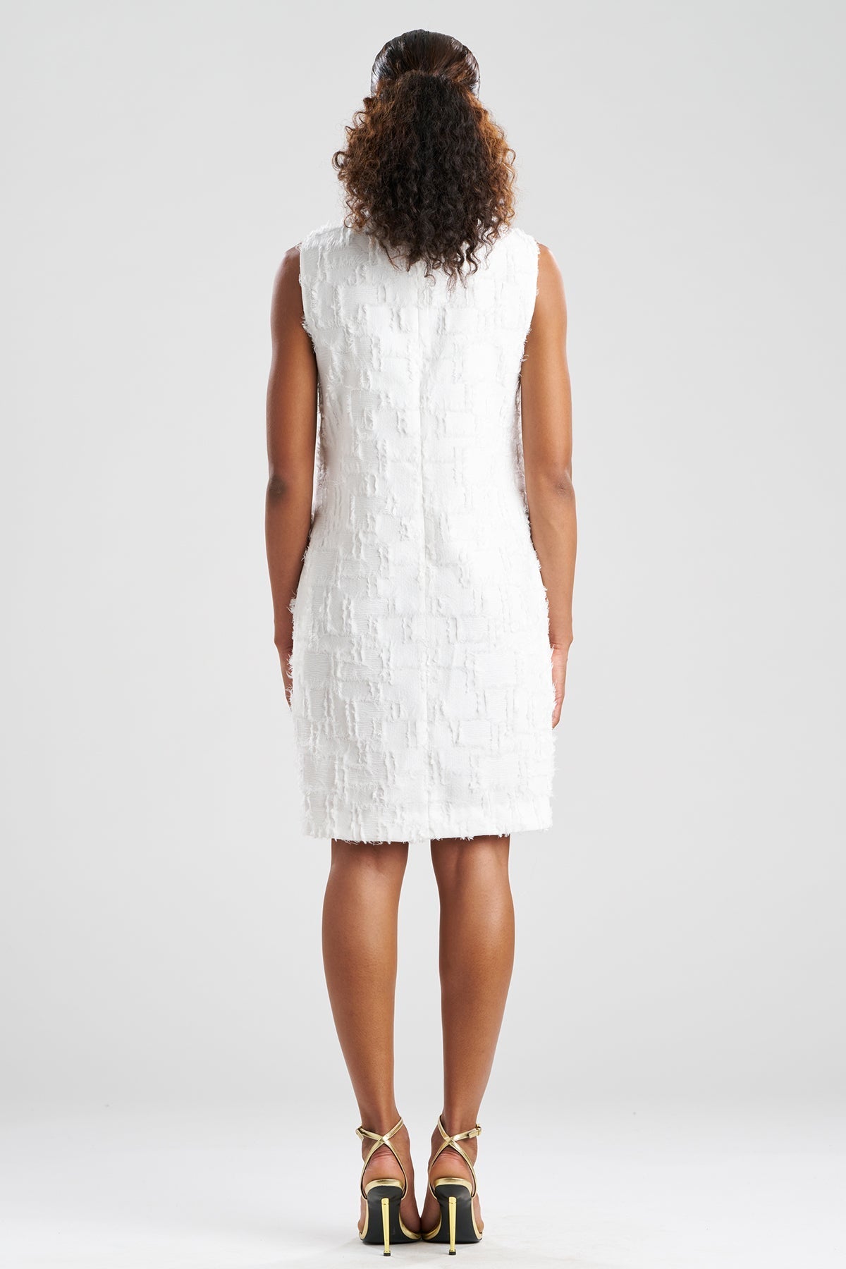 Woven Fil Coupe Jacquard Shift Dress White Natori