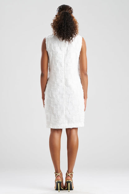 Woven Fil Coupe Jacquard Shift Dress White Natori