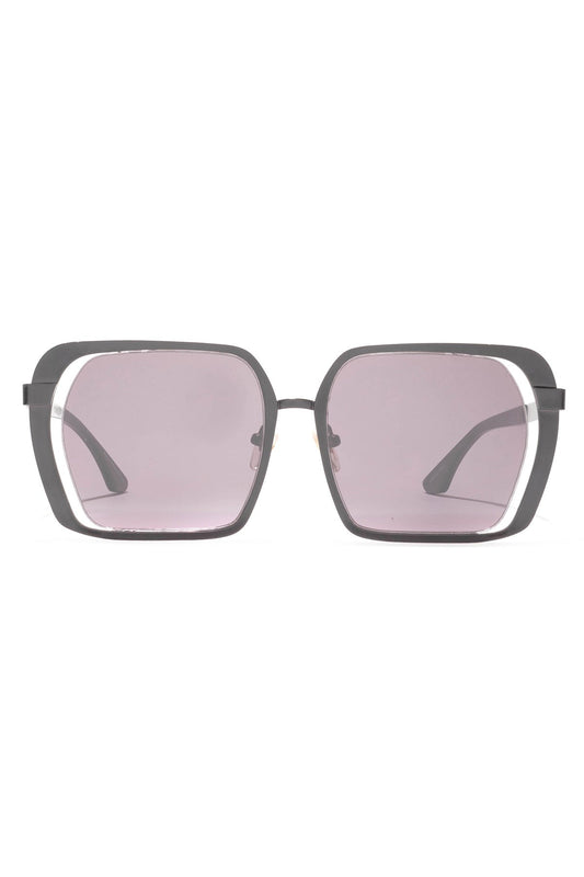 Kintsu Metal Rectangle Sunglasses Matte Gunmetal Gray Natori