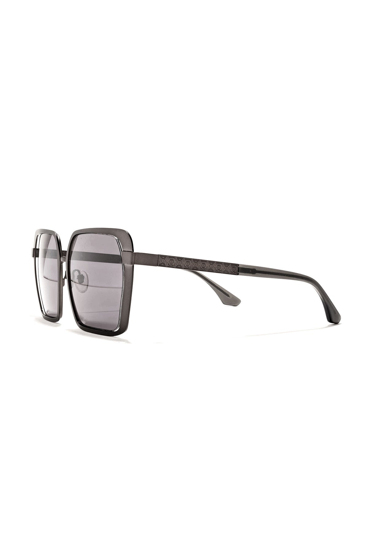 Kintsu Metal Rectangle Sunglasses Matte Gunmetal Gray Natori