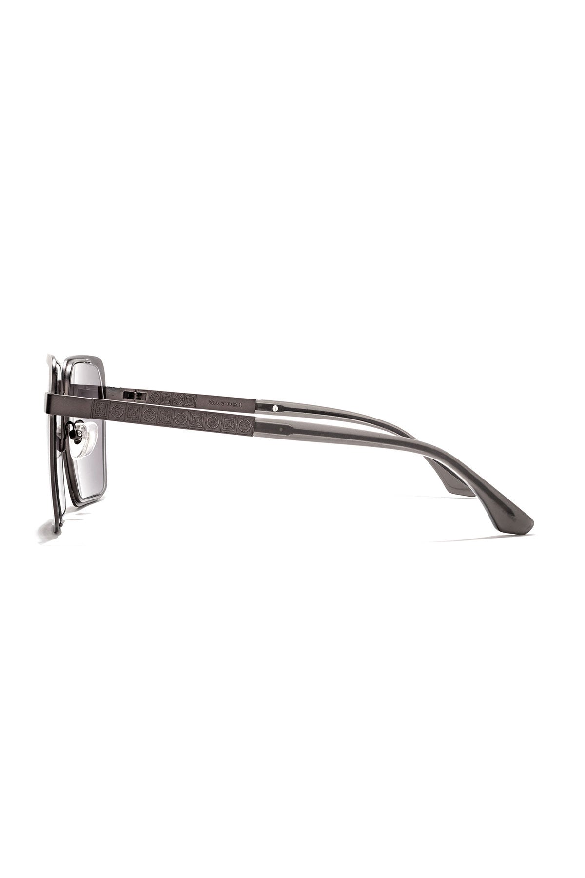 Kintsu Metal Rectangle Sunglasses Matte Gunmetal Gray Natori