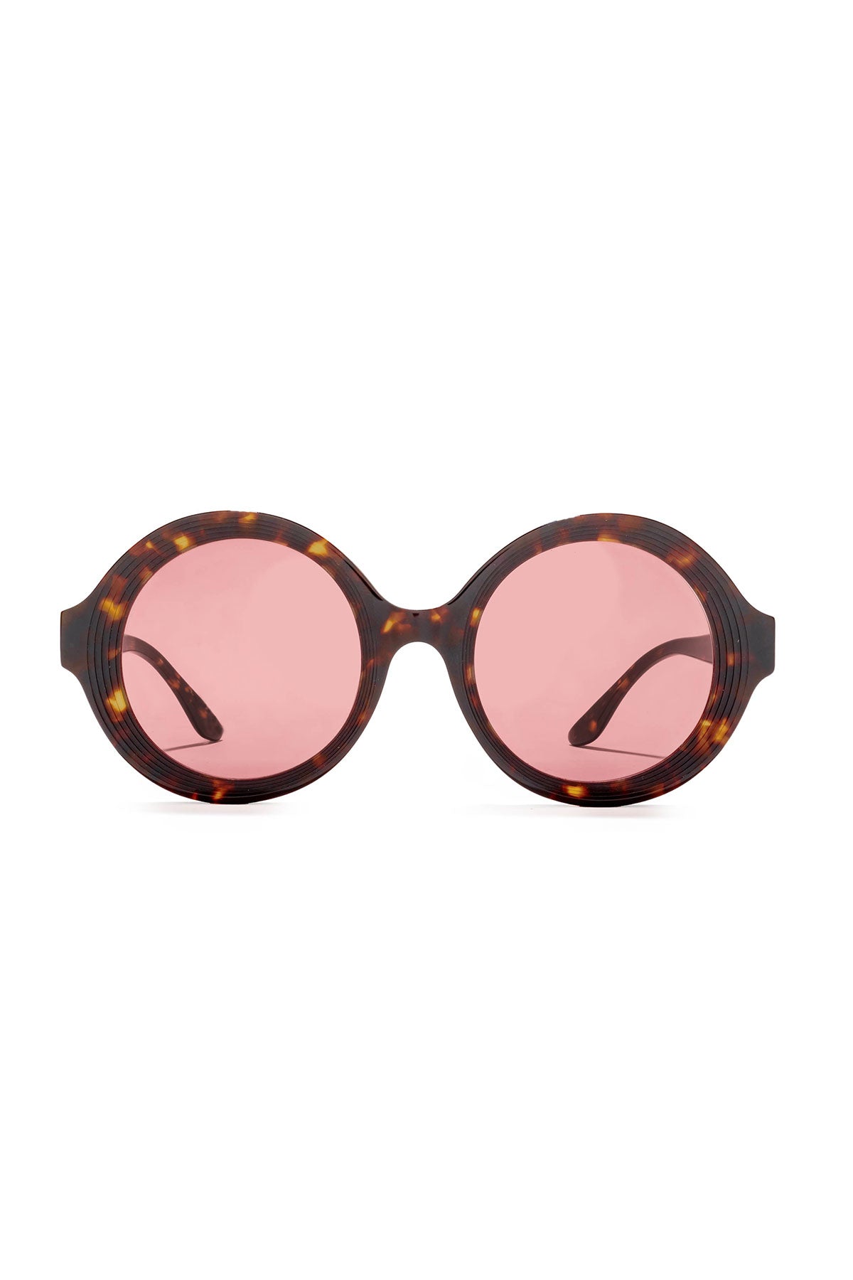 Nami Acetate Round Sunglasses Dark Tortoise/Amber Red Natori