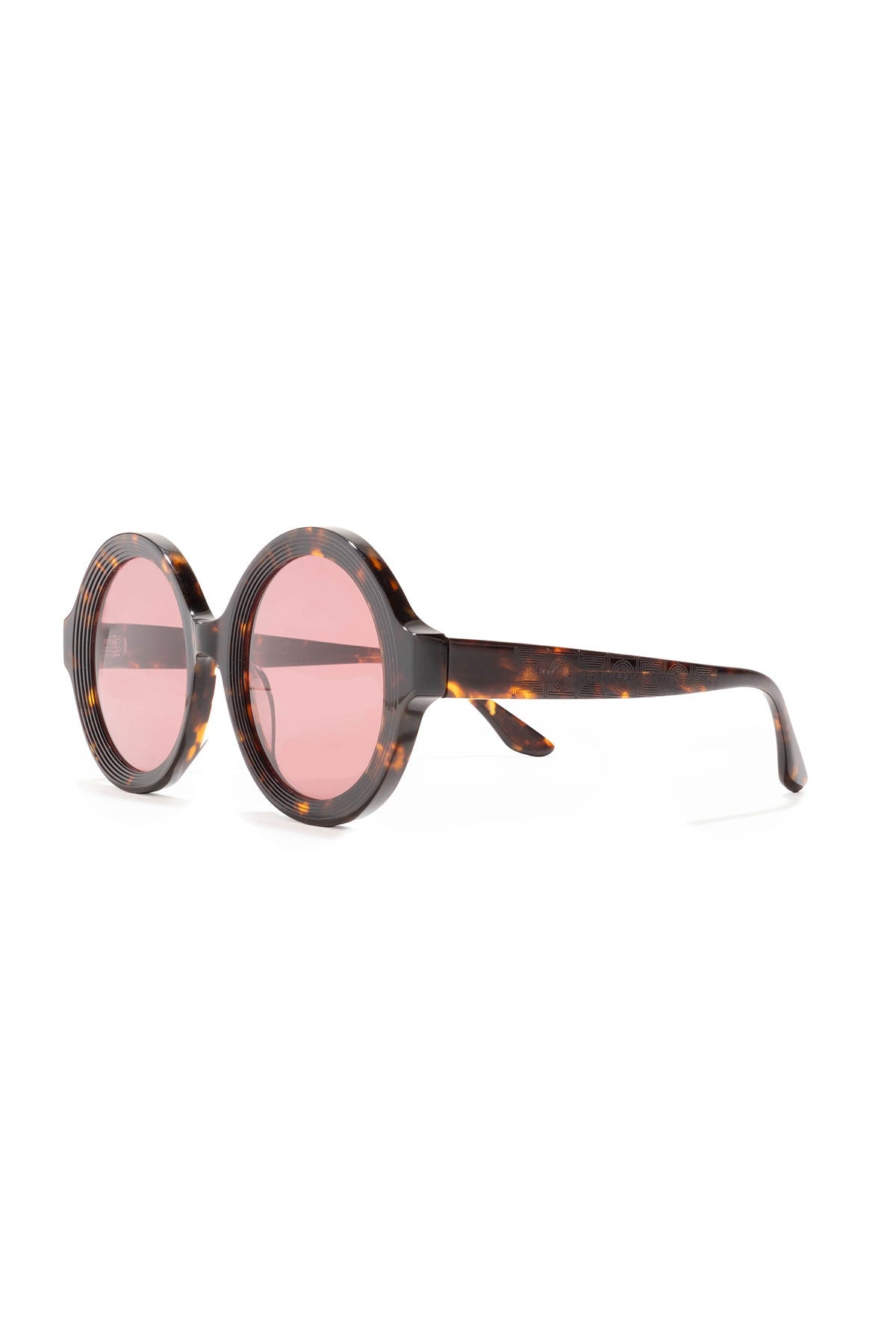 Nami Acetate Round Sunglasses Dark Tortoise/Amber Red Natori