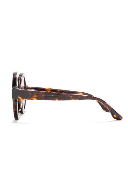 Nami Acetate Round Sunglasses Dark Tortoise/Amber Red Natori
