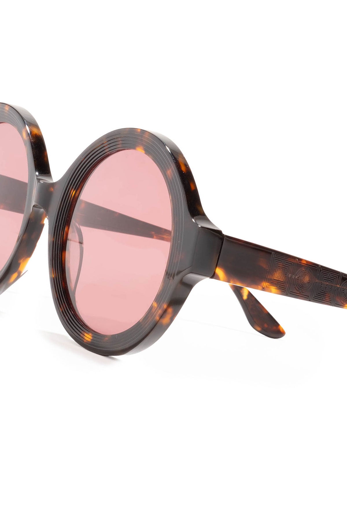 Nami Acetate Round Sunglasses Dark Tortoise/Amber Red Natori