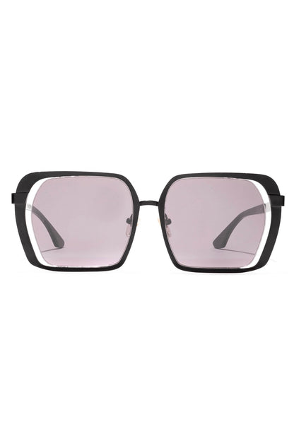 Kintsu Metal Rectangle Sunglasses Matte Black Smoke Natori