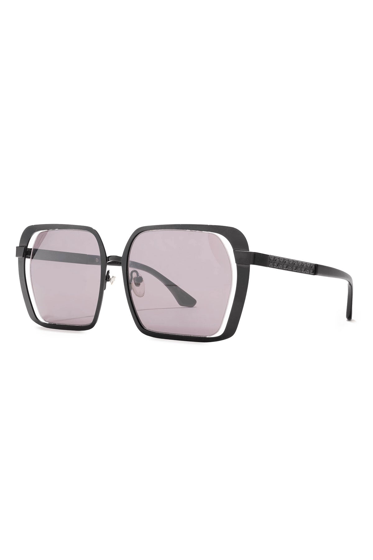 Kintsu Metal Rectangle Sunglasses Matte Black Smoke Natori