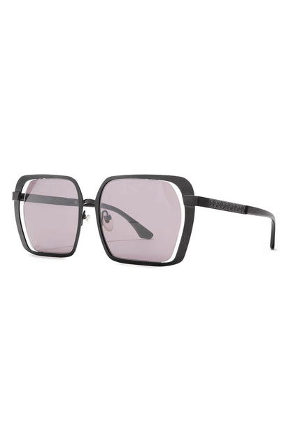 Kintsu Metal Rectangle Sunglasses Matte Black Smoke Natori