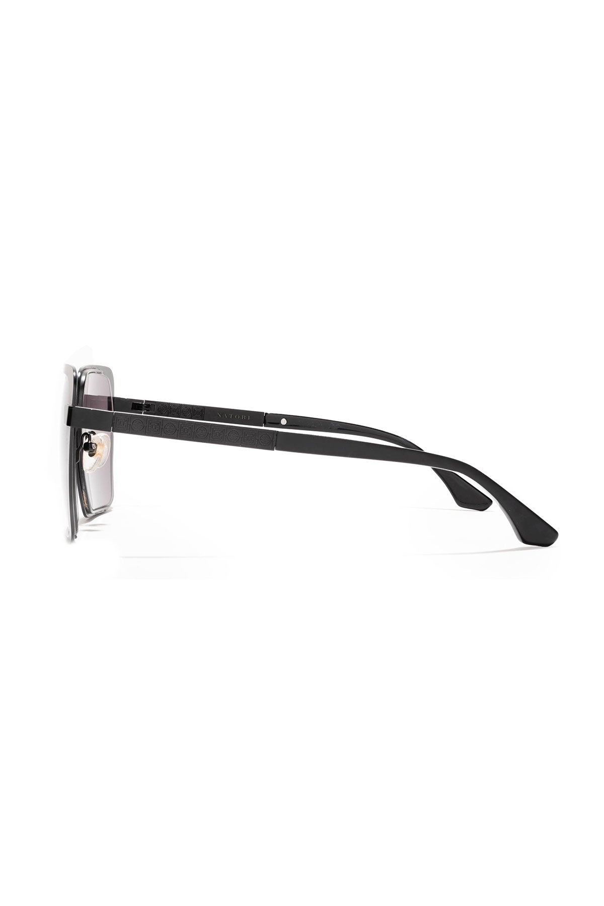 Kintsu Metal Rectangle Sunglasses Matte Black Smoke Natori