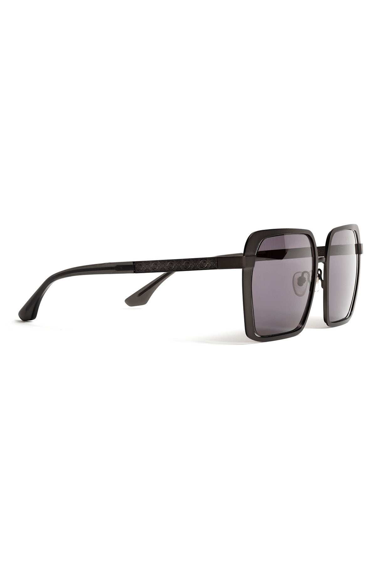 Kintsu Metal Rectangle Sunglasses Matte Black Smoke Natori