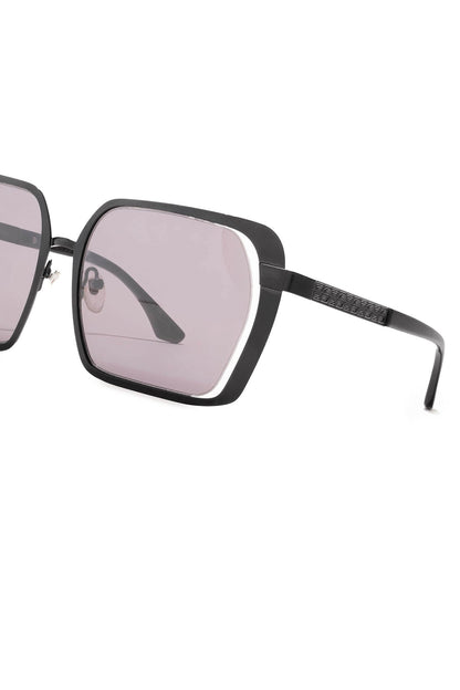 Kintsu Metal Rectangle Sunglasses Matte Black Smoke Natori
