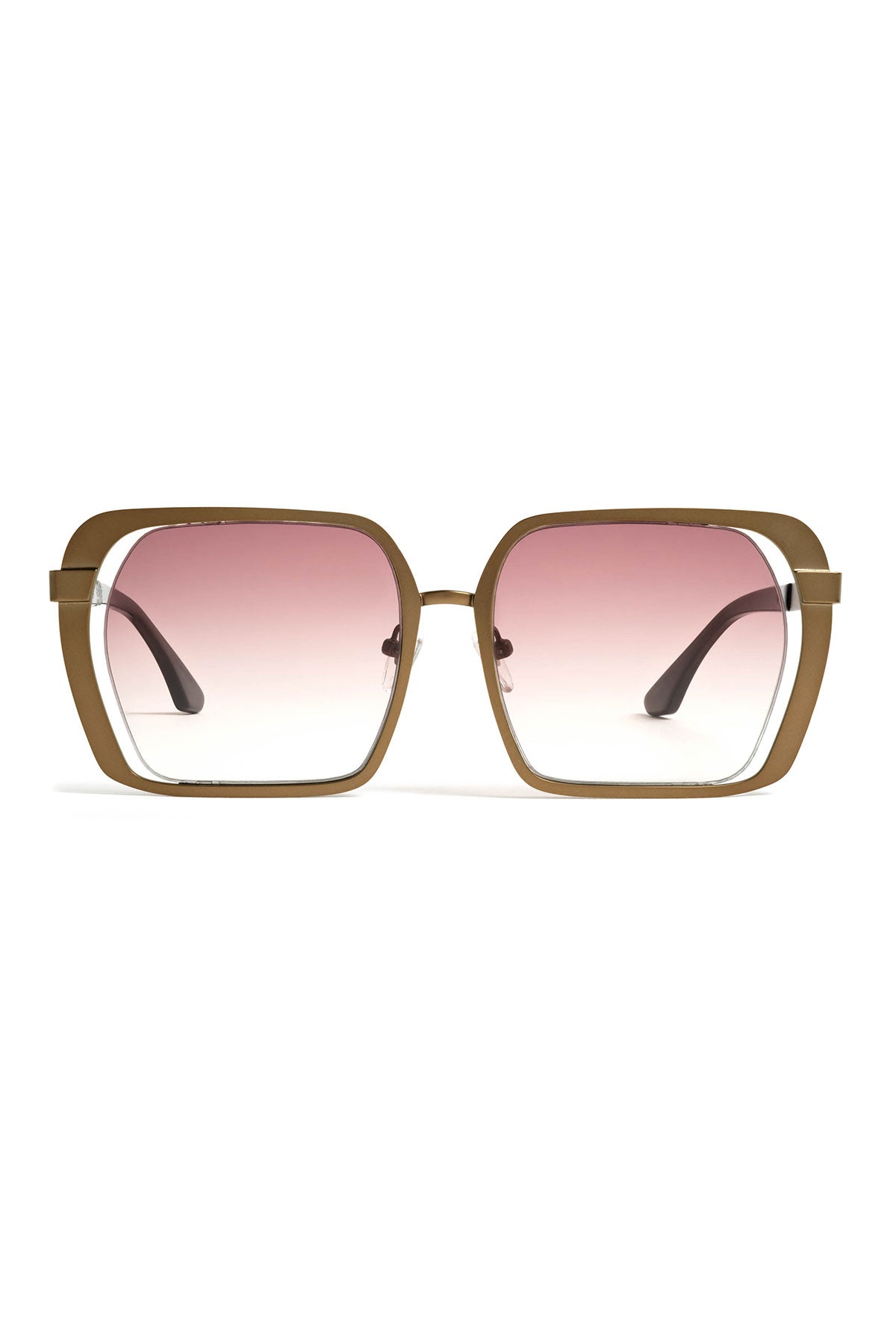Kintsu Metal Rectangle Sunglasses Matte Bronze/Gradient Brown Natori