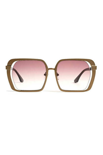 Kintsu Metal Rectangle Sunglasses Matte Bronze/Gradient Brown Natori