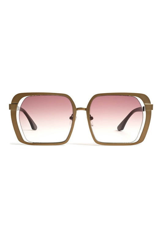 Kintsu Metal Rectangle Sunglasses Matte Bronze/Gradient Brown Natori