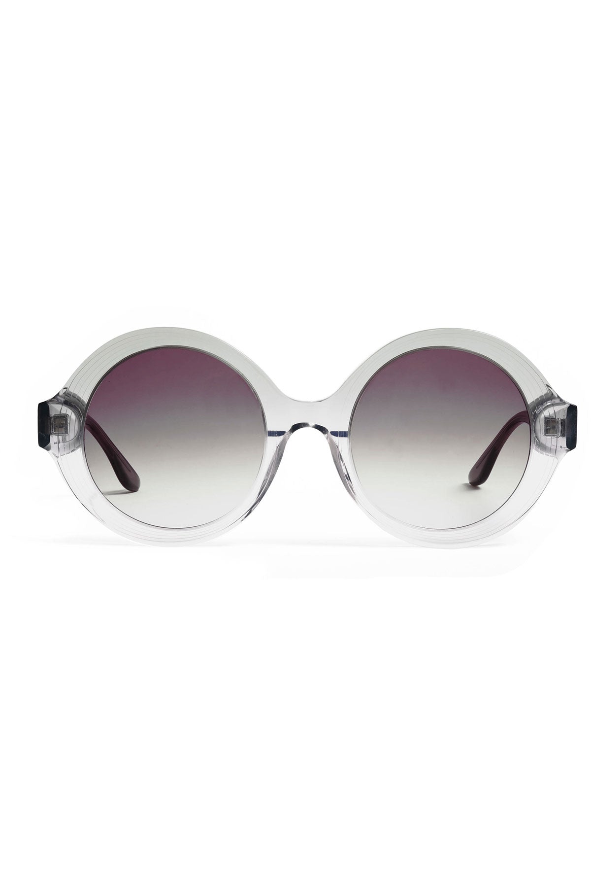 Nami Acetate Round Sunglasses Glossy Gray/Gradient Gray Natori