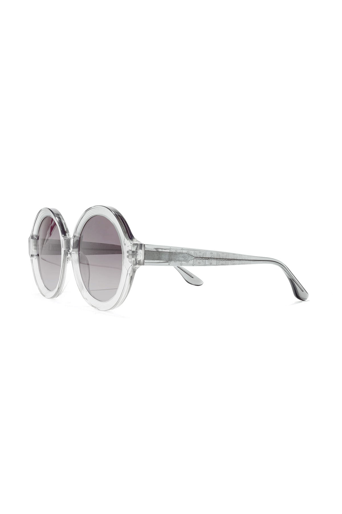 Nami Acetate Round Sunglasses Glossy Gray/Gradient Gray Natori