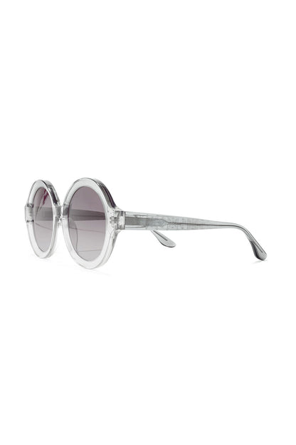 Nami Acetate Round Sunglasses Glossy Gray/Gradient Gray Natori