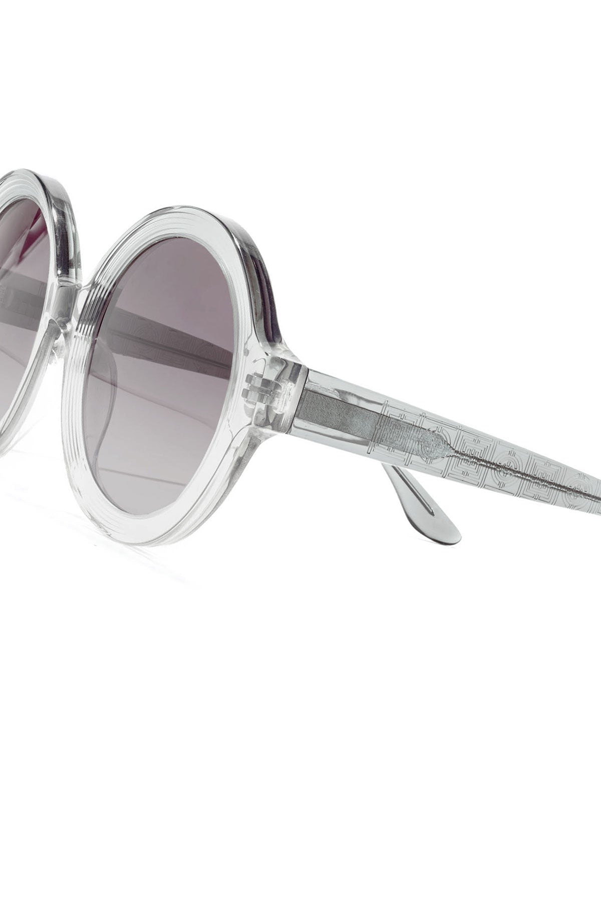Nami Acetate Round Sunglasses Glossy Gray/Gradient Gray Natori