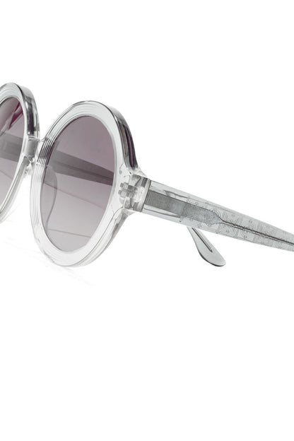 Nami Acetate Round Sunglasses Glossy Gray/Gradient Gray Natori