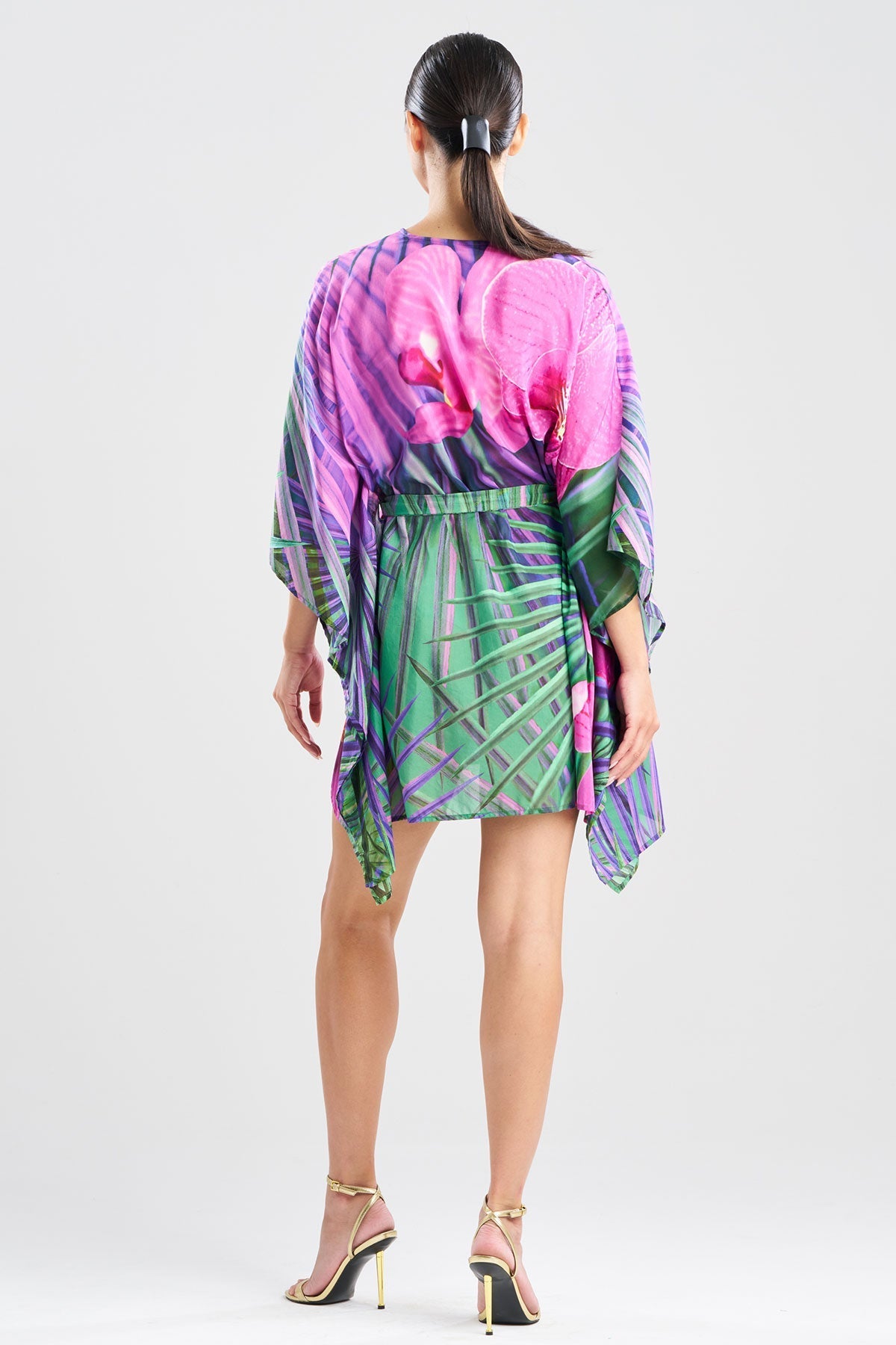 Orchid Silk Cotton Voile Short Caftan Multi Natori
