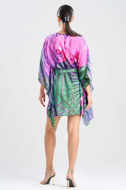 Orchid Silk Cotton Voile Short Caftan Multi Natori