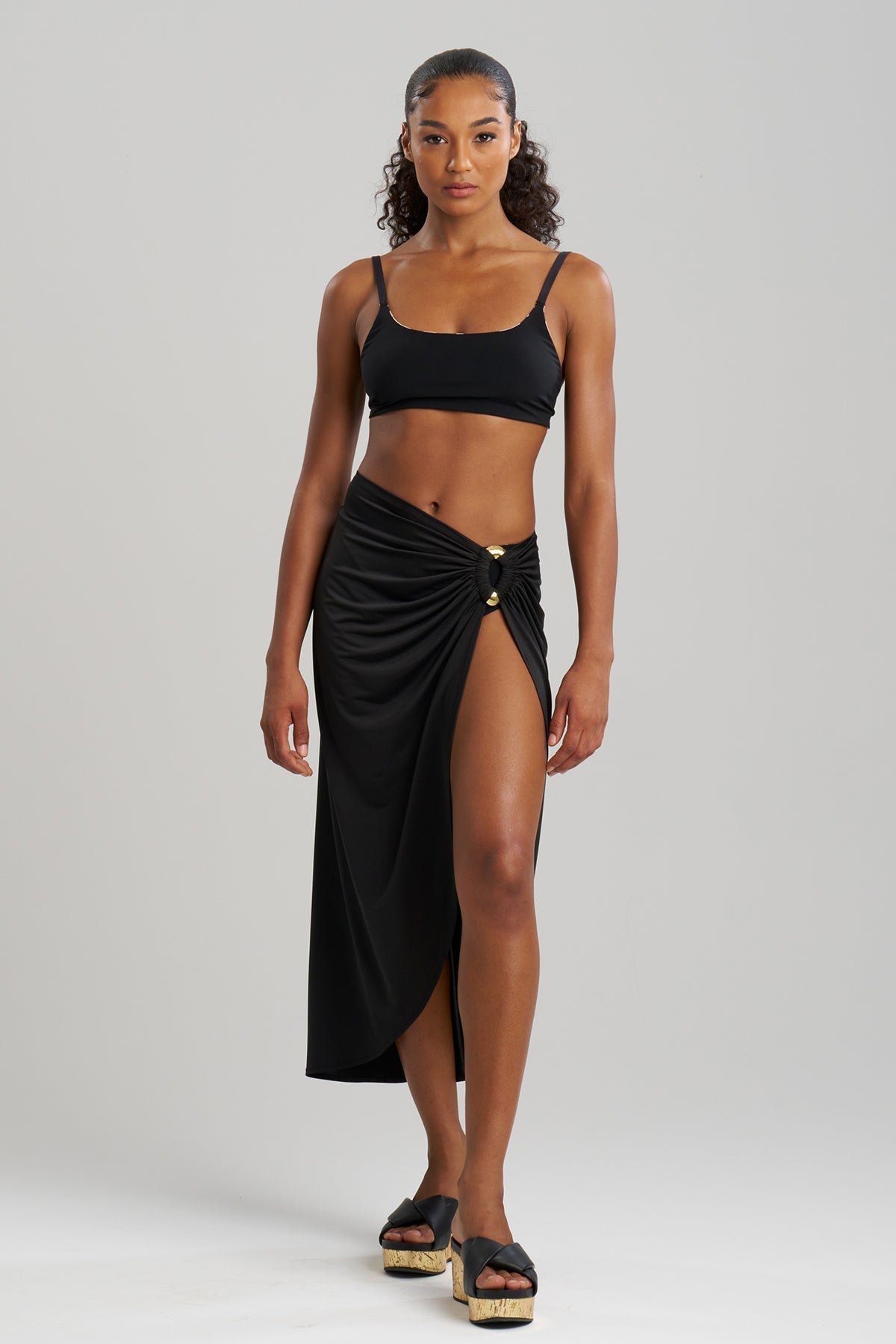 Buy Solid Jersey Pareo online Black Natori