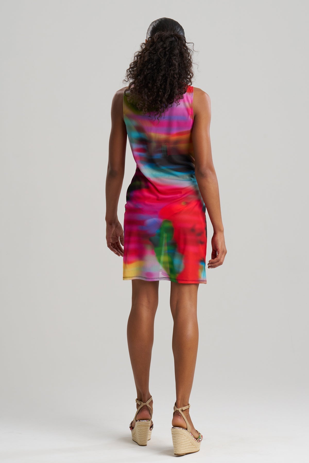 Buy Floral Mirage Printed Mesh Mini Dress online Black Multi Natori