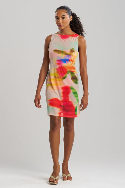 Floral Mirage Printed Mesh Mini Dress Multi Natori