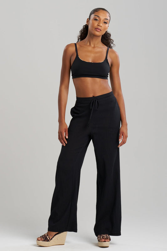 Buy Cotton Gauze Pants online Black Natori
