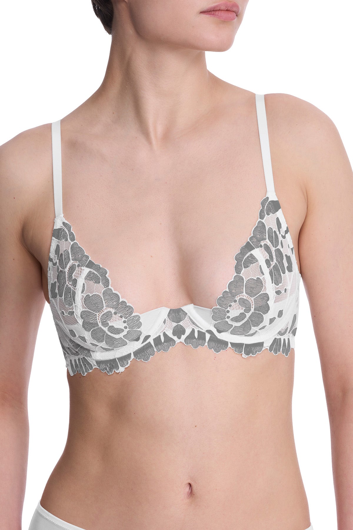 Peony Unlined Underwire Bra Warm White/Black Natori