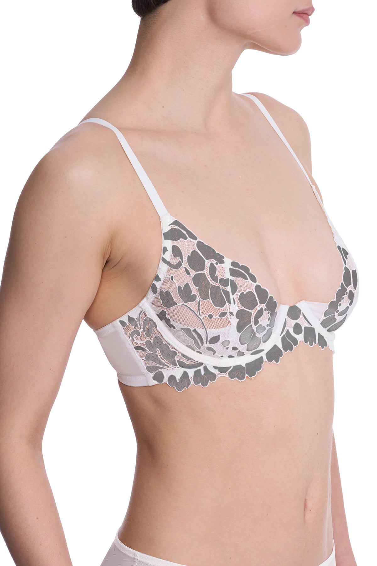 Peony Unlined Underwire Bra Warm White/Black Natori