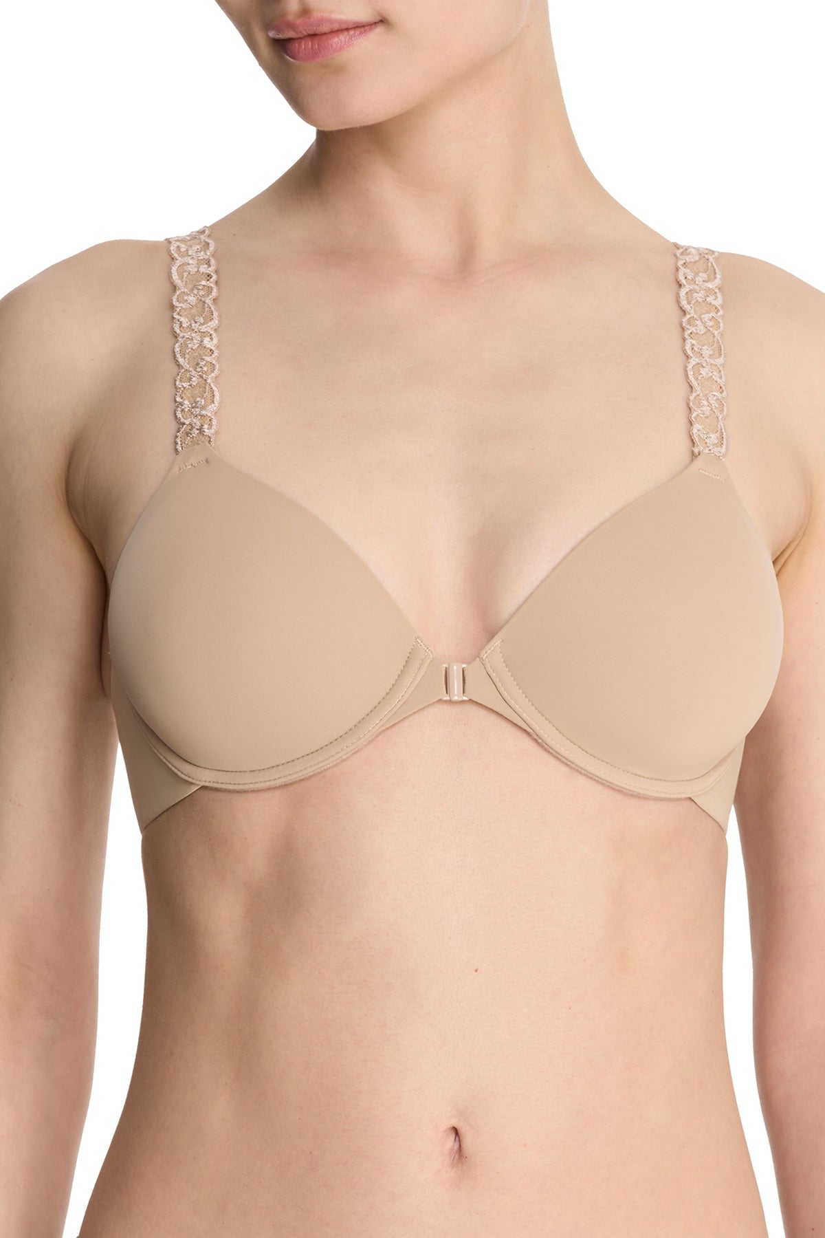 Pure Luxe Convertible Front Close Contour Underwire Bra Café Natori