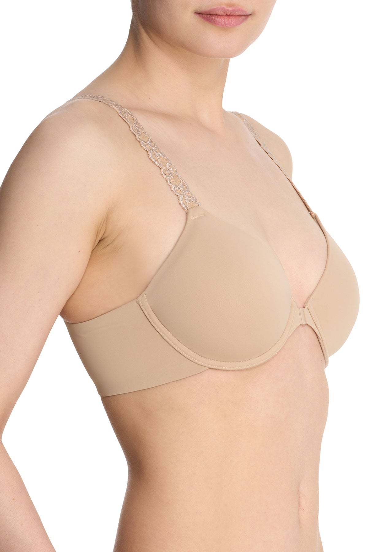 Pure Luxe Convertible Front Close Contour Underwire Bra Café Natori