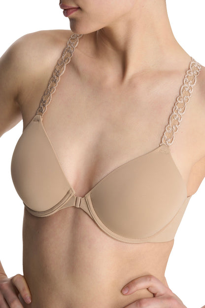 Pure Luxe Convertible Front Close Contour Underwire Bra Café Natori