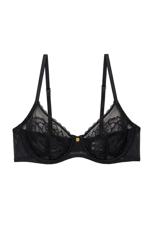 Flora Unlined Balconette Underwire Bra Black Natori