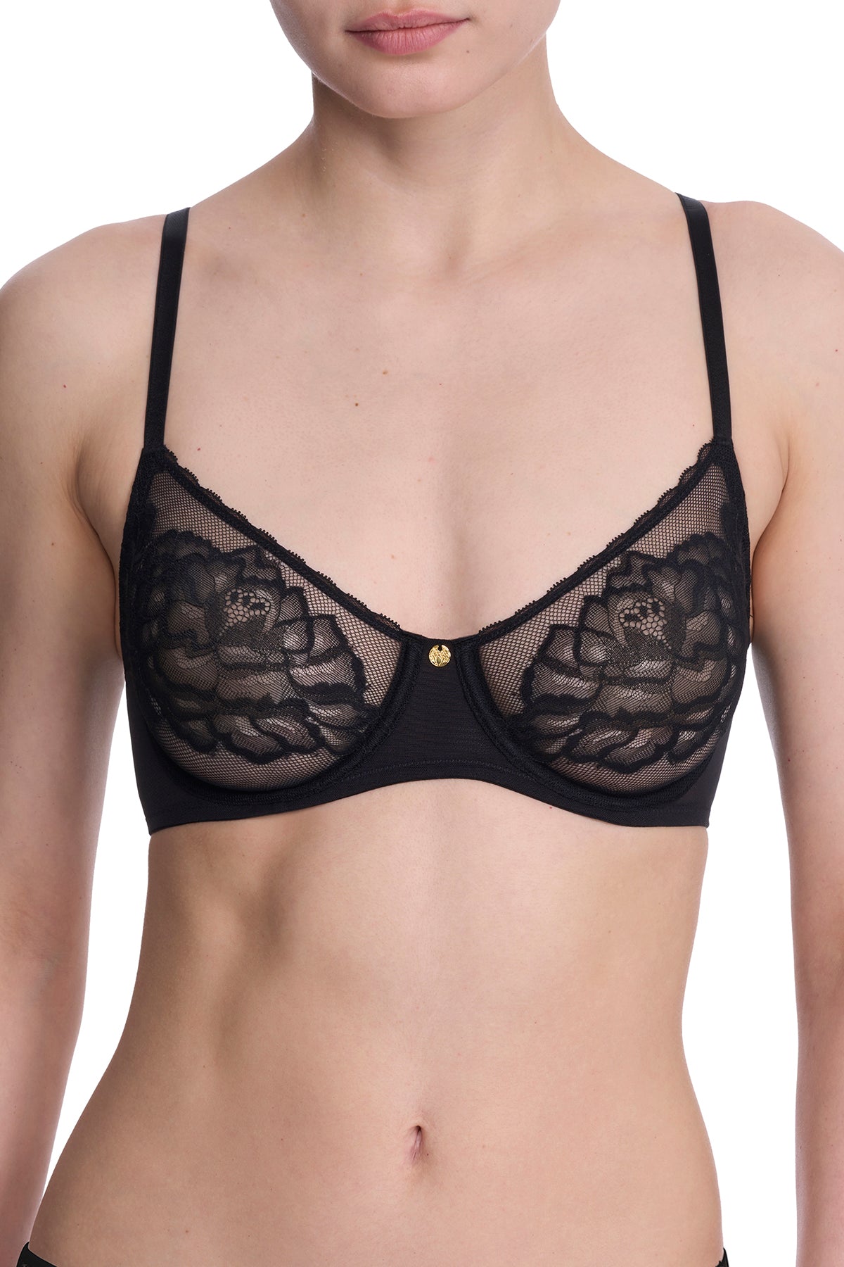 Flora Unlined Balconette Underwire Bra Black Natori