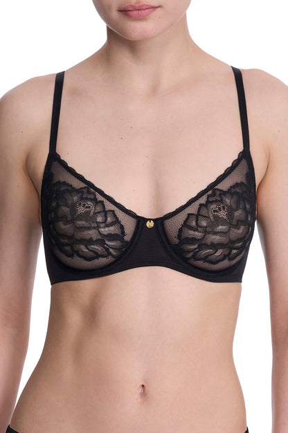 Flora Unlined Balconette Underwire Bra Black Natori