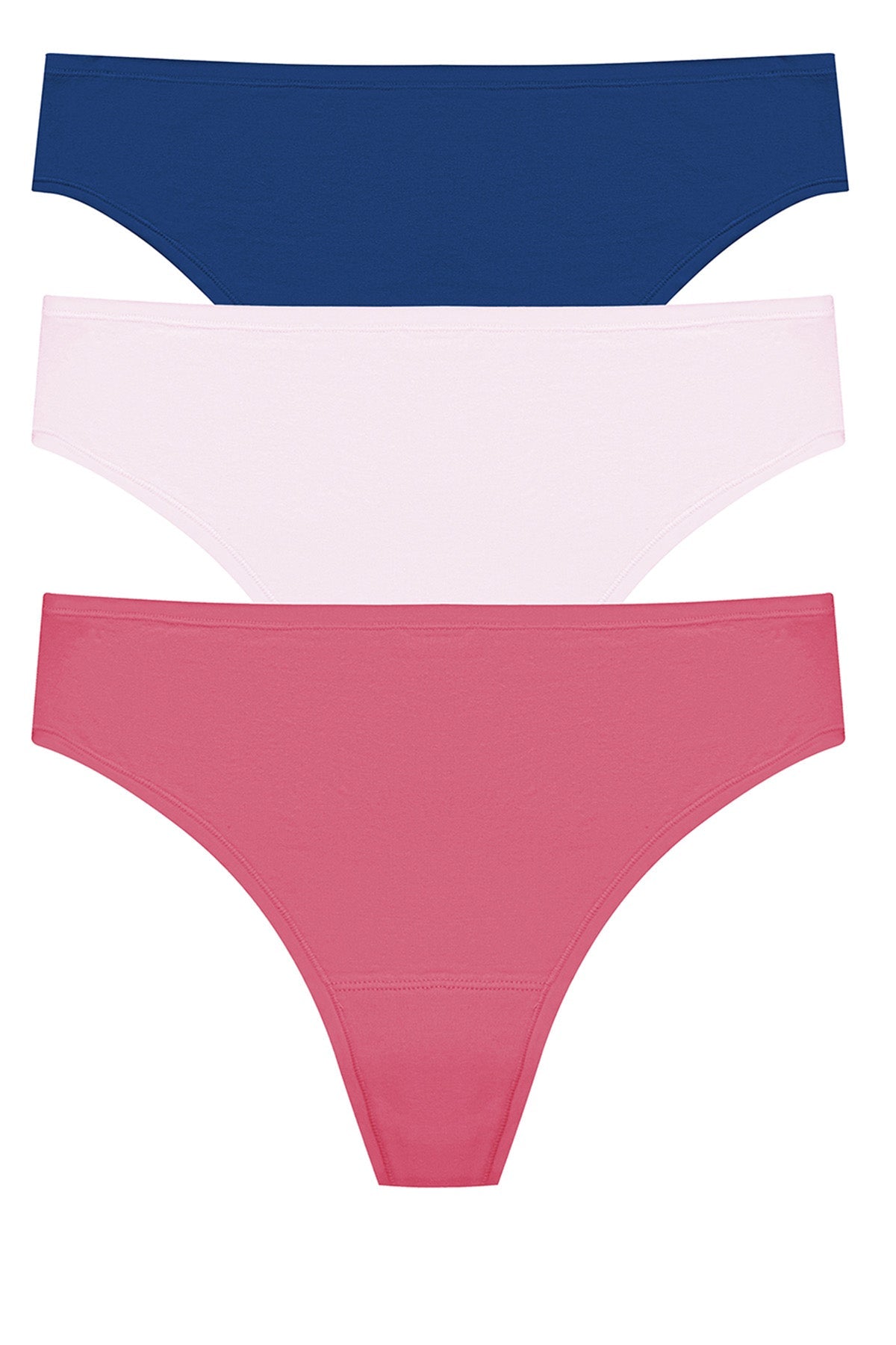 Bliss Bare Cotton Thong 3-Pack Dark Cobalt/Misty Orchid/Vintage Cherry Natori