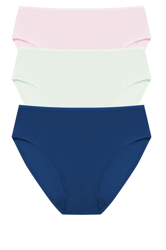 Bliss Bare Cotton Hipster 3-Pack Misty Orchid/Iced Mint/Dark Cobalt Natori