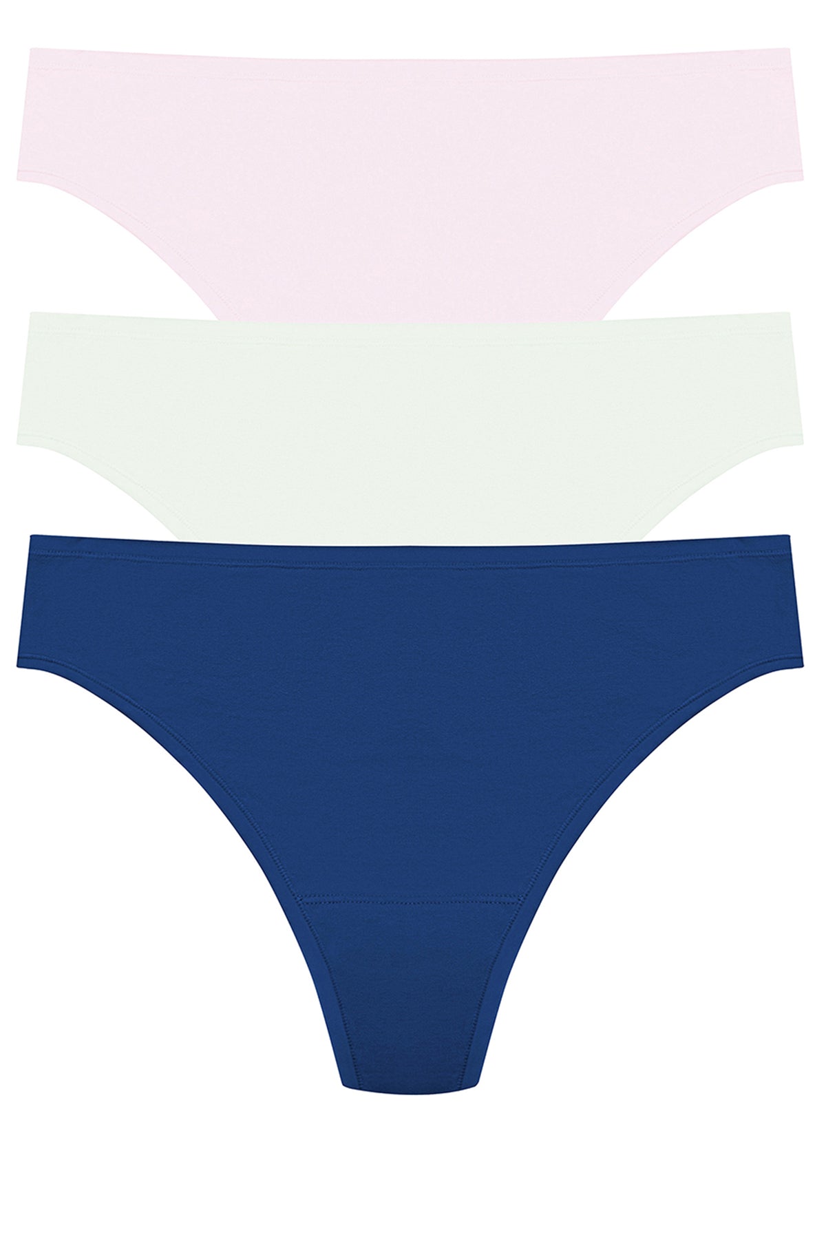 Bliss Bare Cotton Thong 3-Pack Misty Orchid/Iced Mint/Dark Cobalt Natori