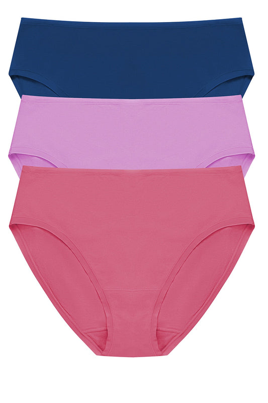 Bliss Bare Cotton Hipster 3-Pack Dark Cobalt/Wild Petal/Vintage Cherry Natori