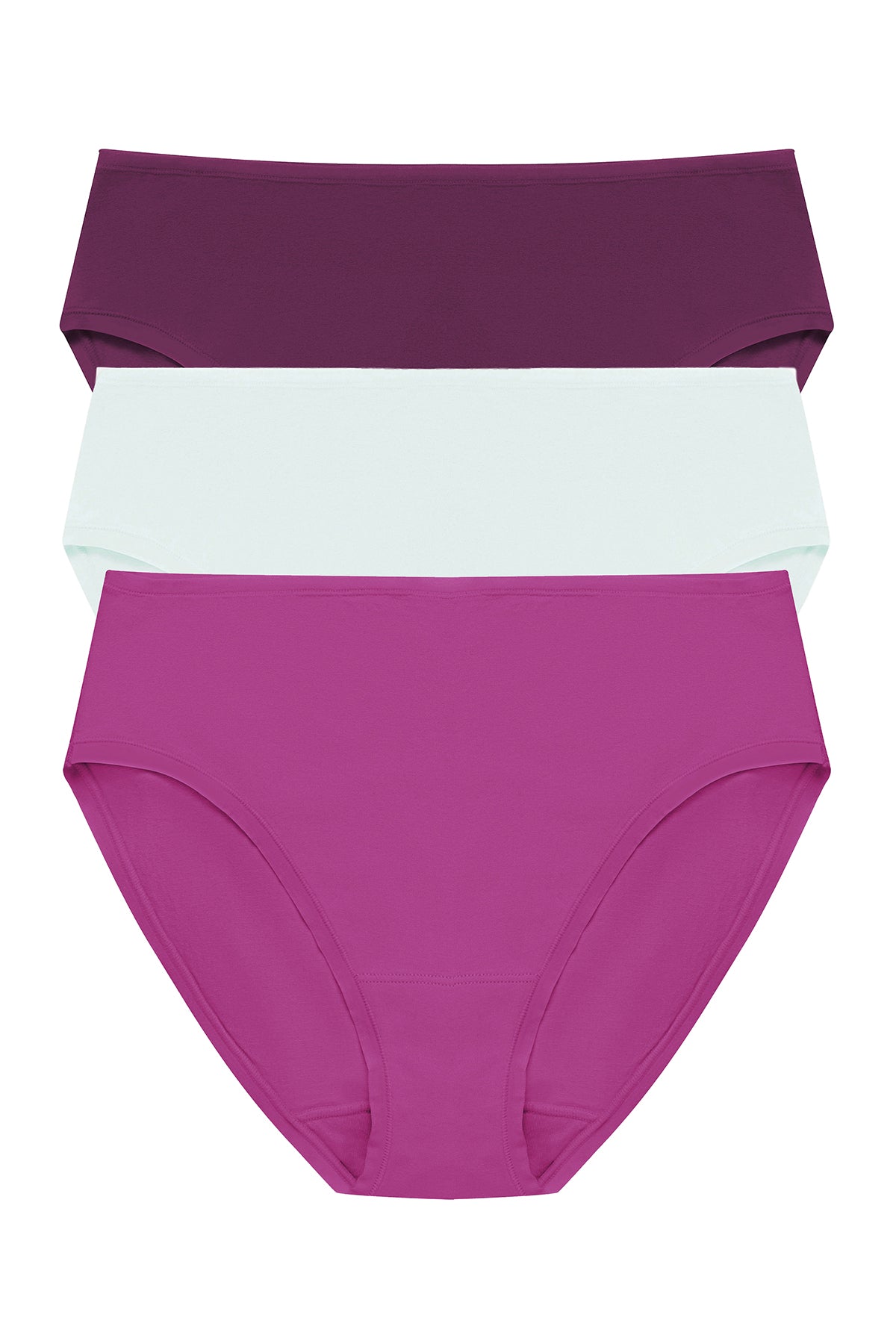 Bliss Bare Cotton Hipster 3-Pack Pinot Noir/Sky Green/Mad Magenta Natori