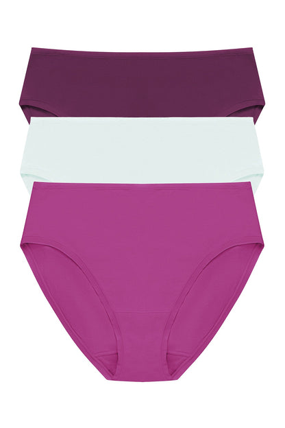 Bliss Bare Cotton Hipster 3-Pack Pinot Noir/Sky Green/Mad Magenta Natori