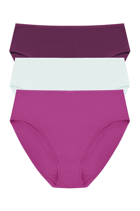 Bliss Bare Cotton Hipster 3-Pack Pinot Noir/Sky Green/Mad Magenta Natori