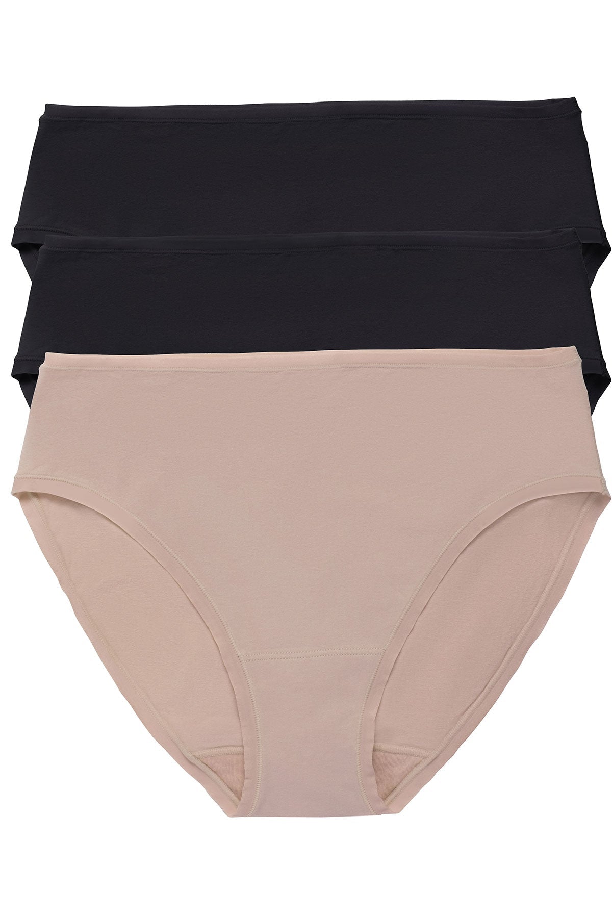 Bliss Bare Cotton Hipster 3-Pack Black/Black/Café Natori